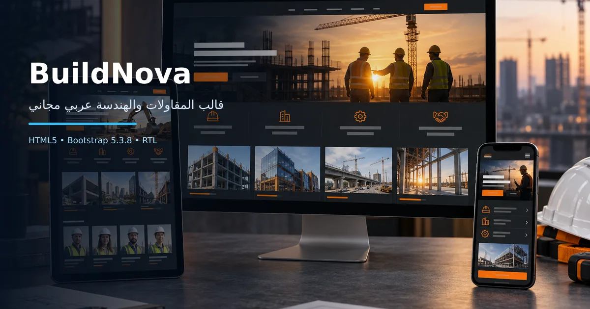 BuildNova: قالب المقاولات والهندسة عربي مجاني Bootstrap 5