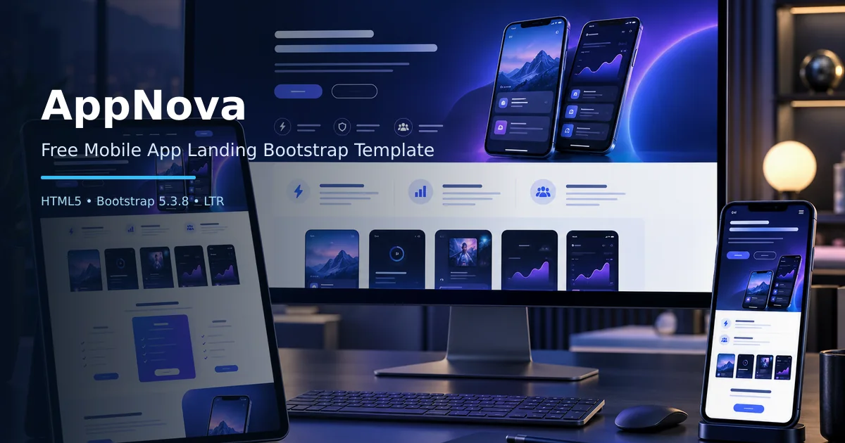 AppNova – Free Bootstrap 5 Mobile App Landing HTML Template