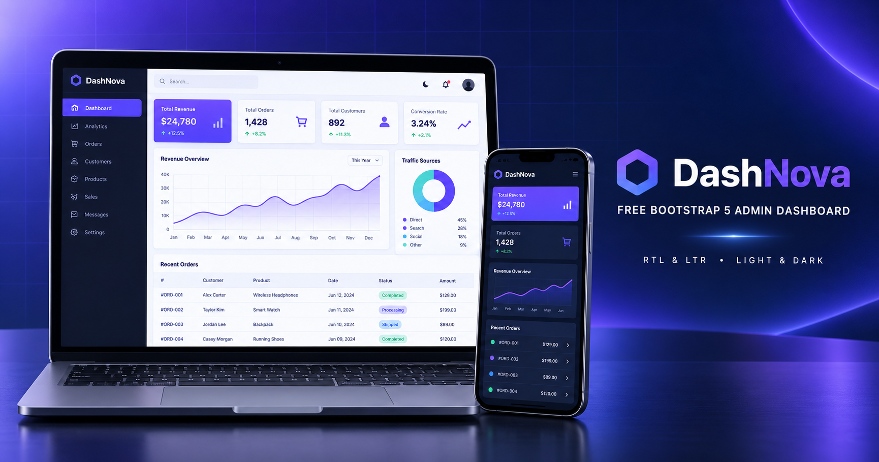 DashNova – Free Bootstrap 5 Admin Dashboard Template | RTL & LTR